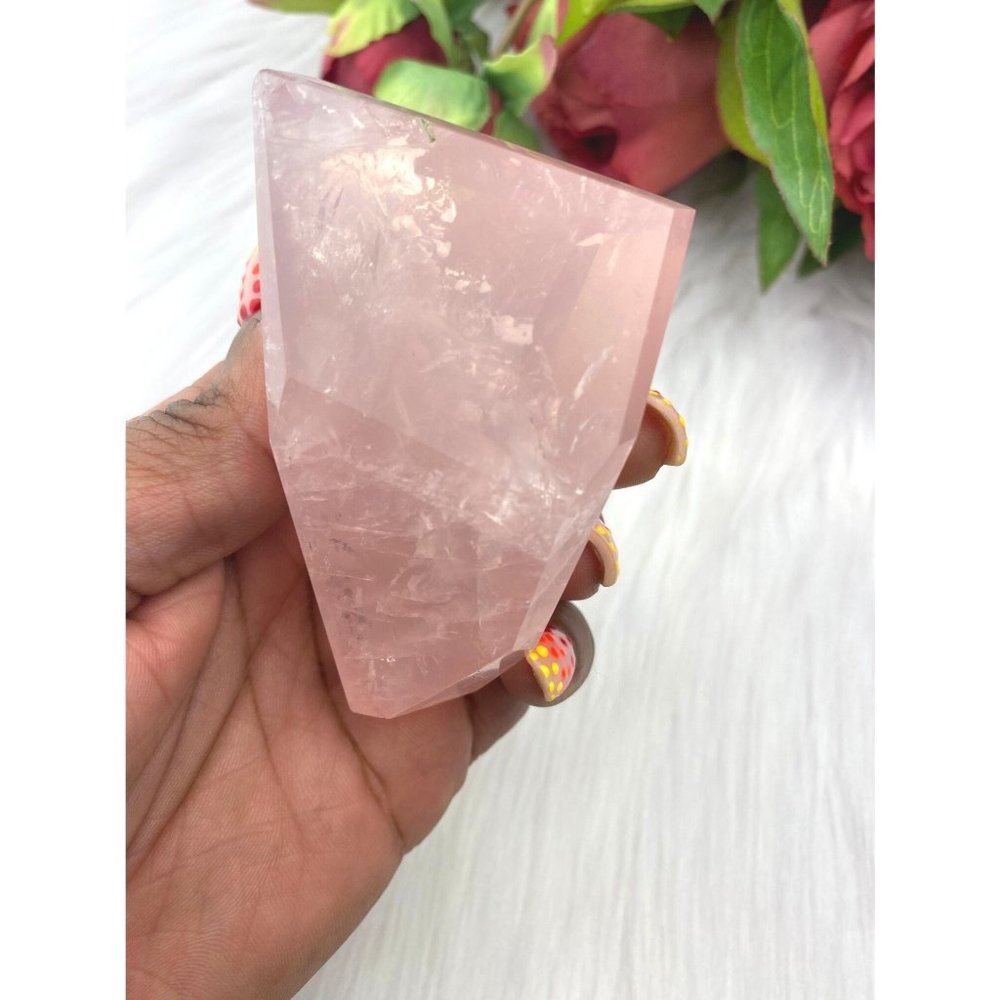 Rose Quartz Freeform - Polished Rose Quartz Geometric Freeform - 78MM Quartz